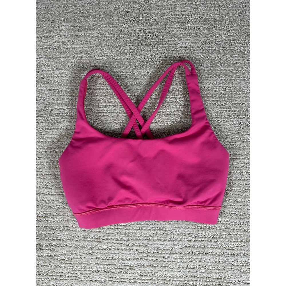 Lululemon Energy Bra Pink Strappy Back Medium Support Yoga Sports Bra Size 4